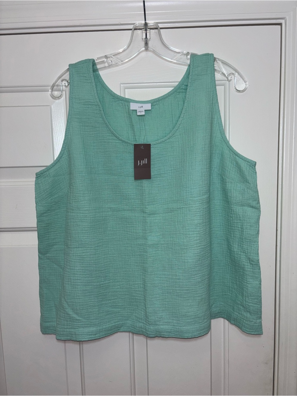 J. Jill Sleeveless Gauze Tank Top Cool Aqua Large NWT